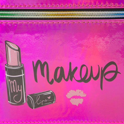 Cosmetiquera 3 En 1 Para Maquillaje-neceser Color Fucsia Diseño De La Tela Lisa