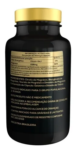 4 cápsulas de magnesio, 60 cápsulas, dimalato, taurato, citrato y bisglicina