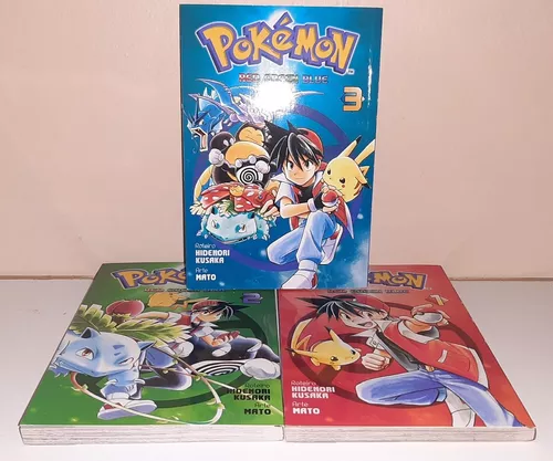 Mangá Pokémon Fire Red & Leaf Green Coleção Em 3 Volumes