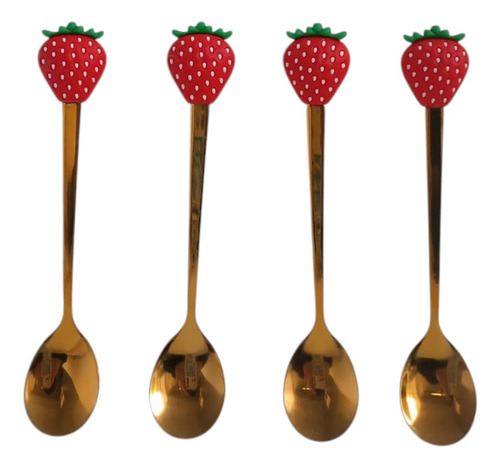 Cucharas Té Doradas Diseño Palta Frutilla Cucharita Toyz Frutilla