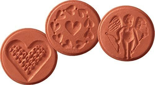 Jbk Pottery Terra Cotta Cookie Stamps (juego De Amor De 3 Pi