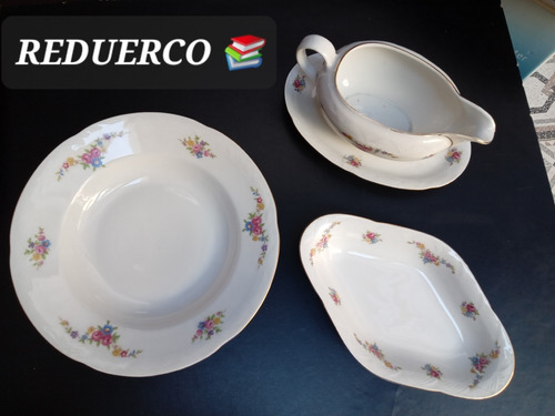 6 Platos Hondos Salsera Fuente Rabanera Porcelana Winterling