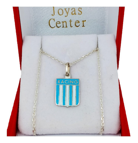 Conjunto Escudo Racing Club Plata 925  Cadena Forcet