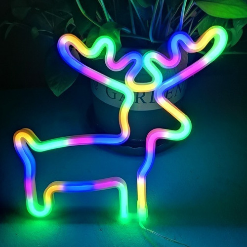 Reno Neon Luces Led Decoracion Navidad Usb / Pila