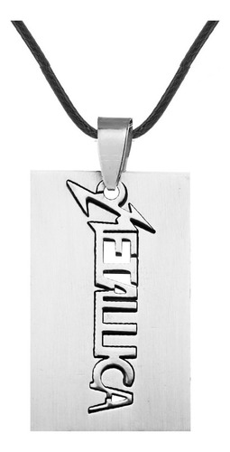 Collar Metallica Placa Acero Inoxidable + Estuche