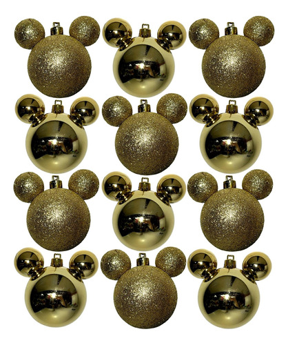 Kit Enfeites 12 Bolas Árvore De Natal Mickey Disney Original