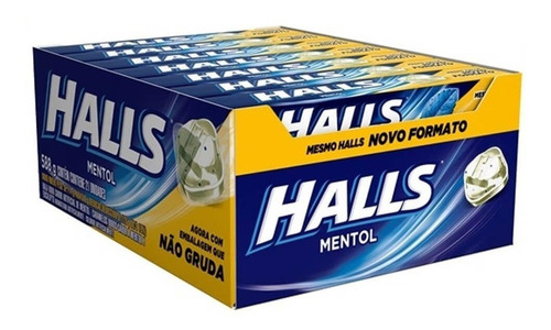 2 Displays De Bala Drops Halls Mentol - 21 Unidades