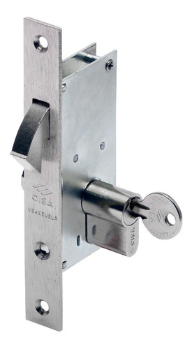 Imagen 2 de 6 de Cerradura Gancho Cisa Cilindro Europerfil 30mm Medio 3 Llave