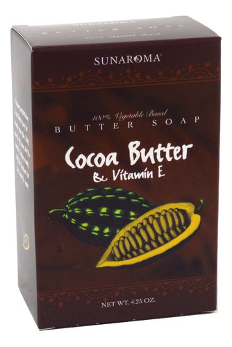 Sunaroma Jabon Manteca De Cacao & Vitamin-e Bar 4,25 onza Bo