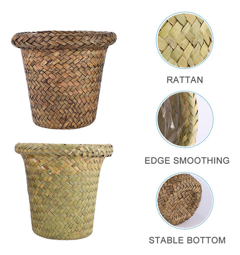 Cesta De Flores Tejida De Mimbre, 2 Cestas Decorativas Para