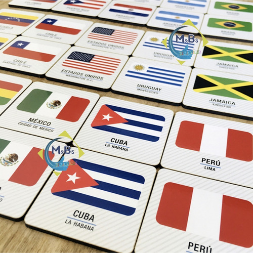 Imagen 5 de 6 de Memotest Banderas Americas Juego Memoria Caja Madera Niños