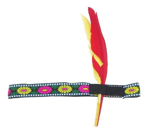 Faixa Tiara Elástica De Índia Com Penas - Fantasia Carnaval Cor Estampada