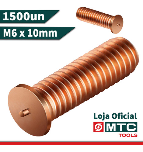 Pino Para Solda Capacitiva Cd-rt M6 X 10mm Cobreado - 1500un