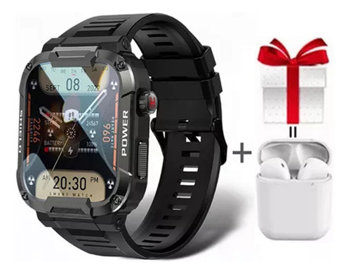 Reloj inteligente militar masculino para Huawei Xiaomi iOS, color de la carcasa: negro