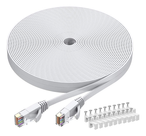 Busohe Cable Ethernet Cat6 De 60 Pies, Color Blanco, Cat-6, 