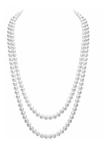Merdia - Elegante Collar De Perlas Para Mujer, Color Blanco