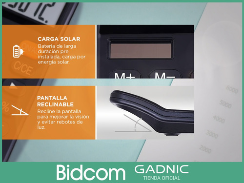 Imagen 5 de 9 de Calculadora Gadnic 12 Digitos Bateria Larga Duración