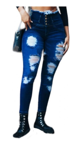 Jeans Mujer Levanta Cola  Elastizado Tiro Medio/bajo
