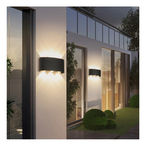 Pack X2 Lampara Led Focos Exterior Pared 6w Luz Cálida 3500k