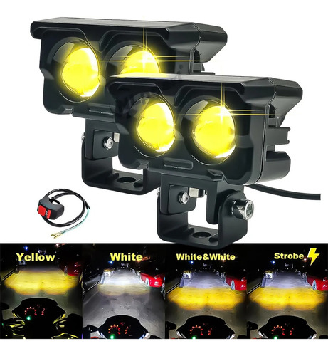 Par Faros Auxiliares Lupa Luz Hi/lo Doble Color Exploradora