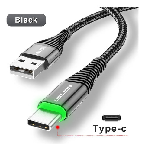  Cable Usb Uslion Tipo C Led De Carga Rapida 