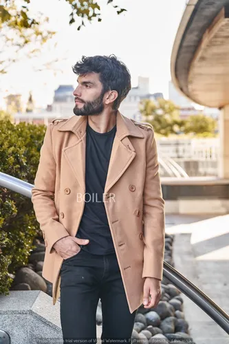 Abrigo pa帽o cruzado hombre top