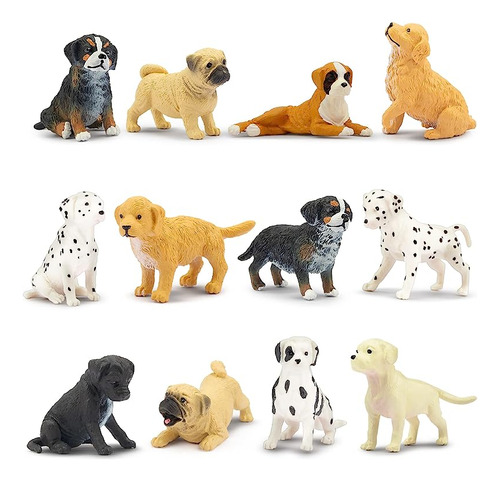 Juego 12 Mini Figuras Perro Figuras Realistas Plastico Pinta