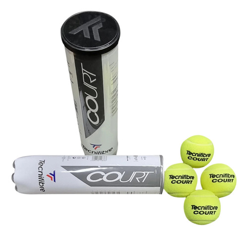Tubo X4 Pelotas De Tenis Tecnifibre Court Polvo De Ladrillo Amarilla