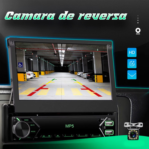 Stereo Pantalla Retractil 7 Pulgadas 1 Din Carplay 2gb 64gb Negro