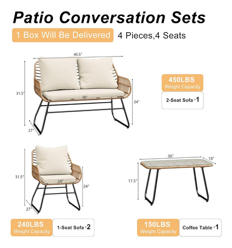 Excelente Juego De Comedor Para Patio Al Aire Libre,5pcs Ca