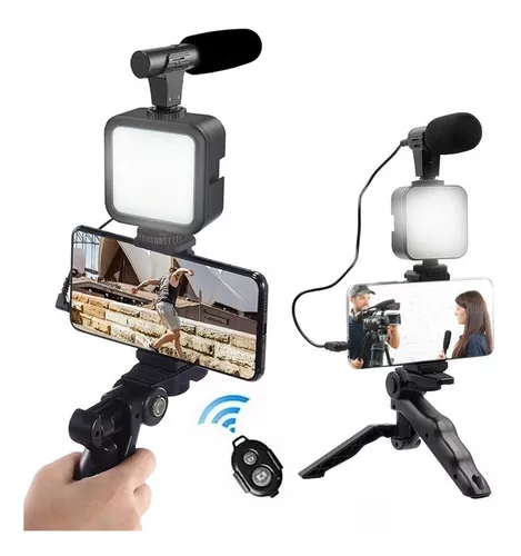 Kit Streaming Blog Trípode Luz Led Iluminador Micrófono