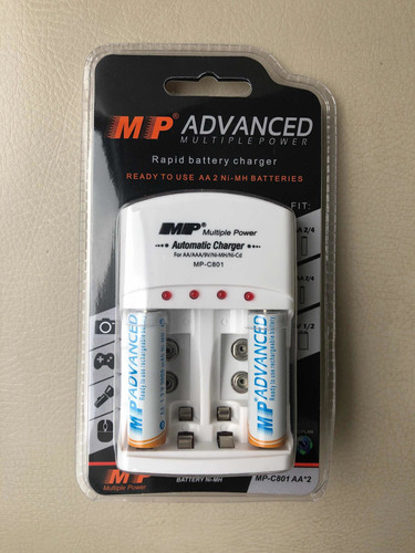 Cargador Multipower U.s.a + 2 Pilas Aa Recargables 3000 Mah