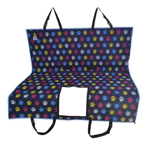 Imagem 3 de 7 de Capa Pet Impermeável Marinho Com Patinhas Brancas C/ Visor