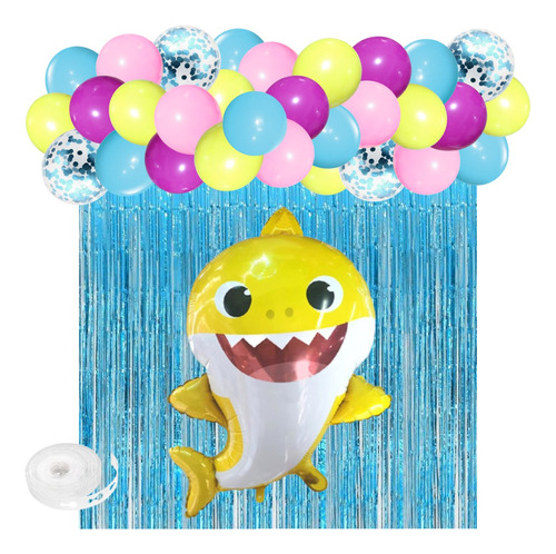 Kit Combo Baby Shark Amarillo Deco Cumpleaños Fiesta 