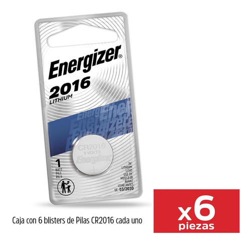 Pila Boton Energizer 2016 Litio Blister 6 Unidades
