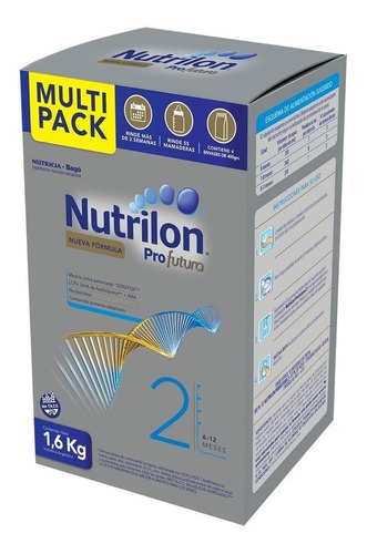 Leche de fórmula en polvo sin TACC Nutricia Bagó Nutrilon Profutura 2 en caja - Pack de 4 de 400g - 6  a 12 meses