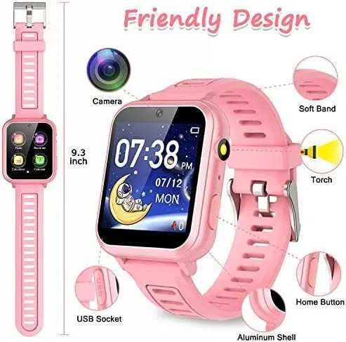  Reloj inteligente para niños de 3 a 10 años, con pantalla  táctil, con cámara, música, podómetro, juegos, Navidad, cumpleaños, regalo  para niños de 4, 5, 6, 7, 8, 9, 10 : Juguetes y Juegos