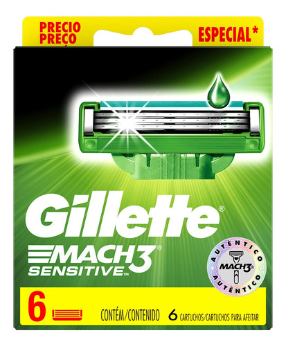 Repuestos para afeitar Gillette Mach3 Sensitive 6 u