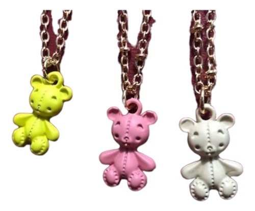 Set 3 Collares Osos Ositos Kawaii Amistad Hermanos Varios Colores