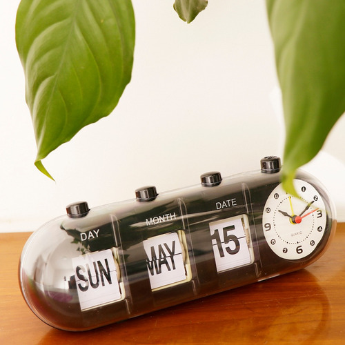 Mini Flip - Reloj De Pared, Reloj Calendario Día Fecha Hora