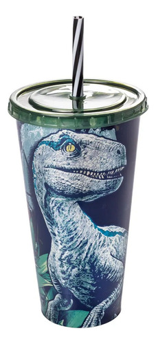 Copo Com Canudo Refri Dinossauros Jurassic World 700ml 1unid