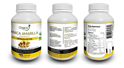 Cápsulas De Maca Amarilla Gelatinizada - 1000mg X Toma