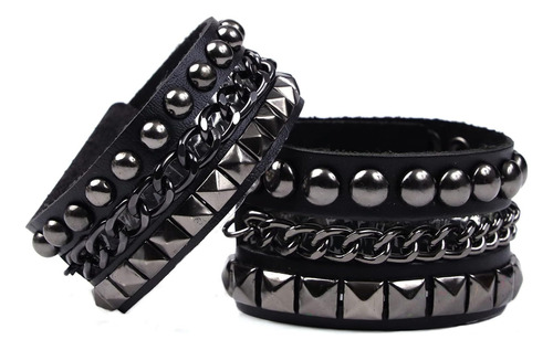 Eigso Punk Brazalete De Cuero Con Remaches, Pulseras Para Ho