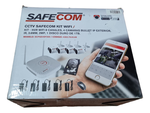 Cctv Safecom Kit Wifi Scpge4sf200 8 Canales 4camaras 