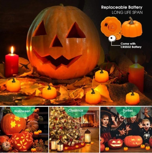 12 Velas Luz Led Parpadeante Calabazas Halloween Decorativas | Meses sin  intereses