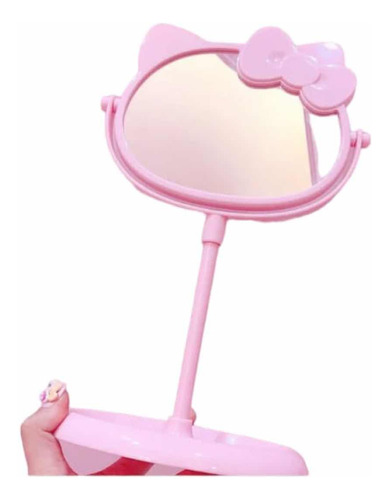 Espejo De Mesa Hello Kitty Con Aumento Soporte Rosado Sanrio