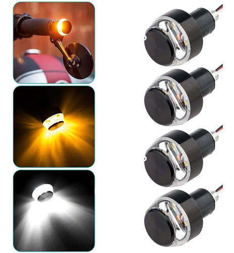4 Unids Manillar Motocicleta Luz Señal Giro Barra Agarre Led