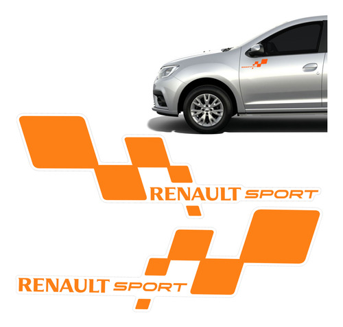 Par Adesivo Laranja Tuning Renault Sport Sandero Logan Clio