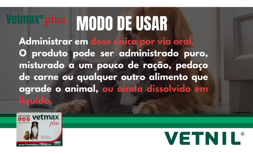 Kit 2un Vetmax Plus Cães E Gatos 4 Comprimidos - Vetnil