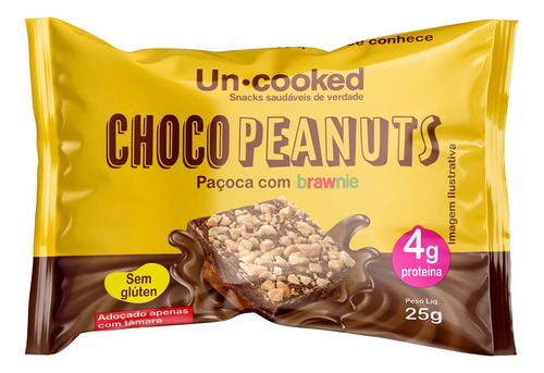 Paçoca Com Brownie Vegano Zero Açúcar - Uncooked - 40 G